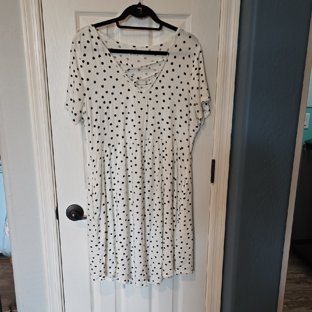 Maurices Black and White Polka Dot Dress L